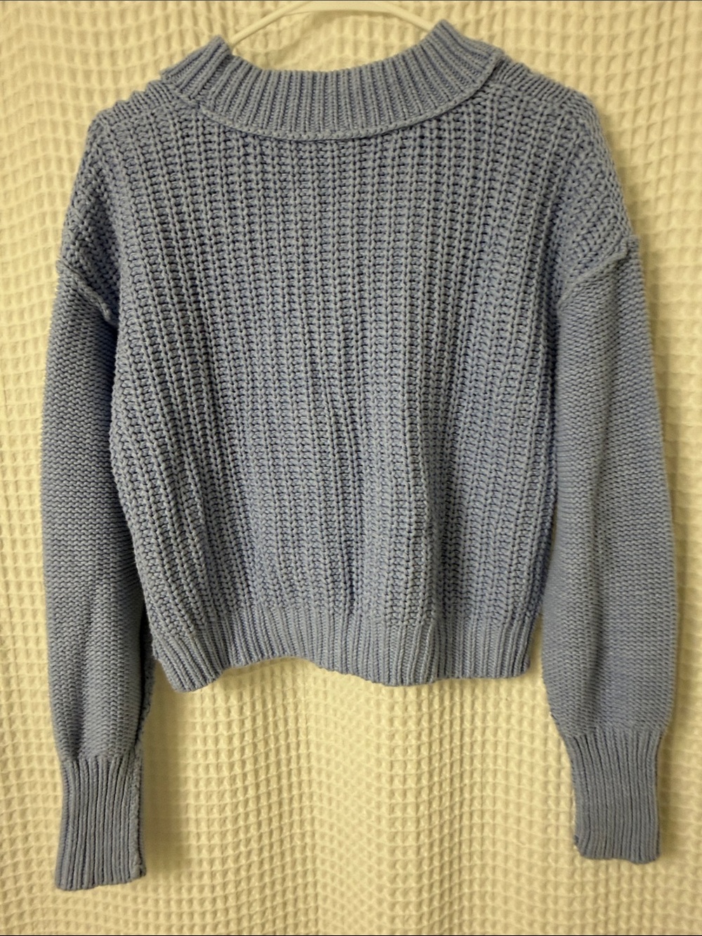 Free People Bell Song Texture-Knit Sweater Vintage Blue Periwinkle Medium - Picture 6 of 7